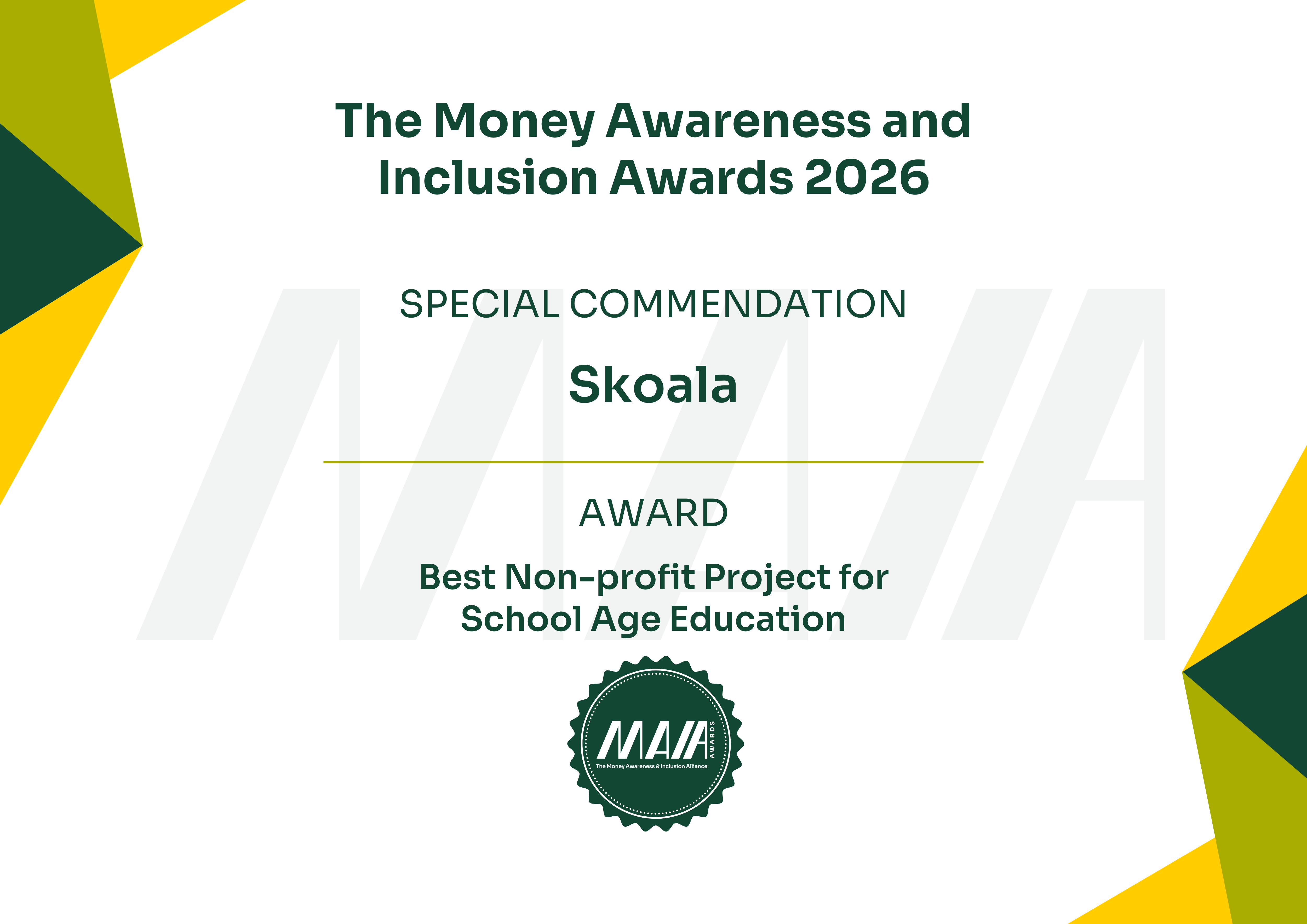 Skoala Mezinárodní uznání MAIA Award 2026